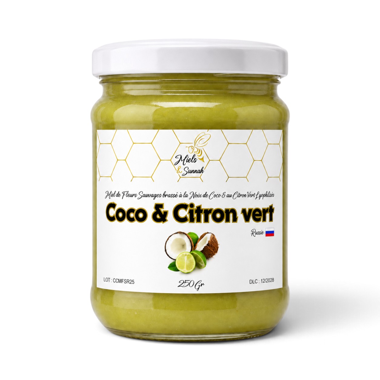 Coco & Citron Vert – Miel de Fleurs Sauvages Brassé – 250g