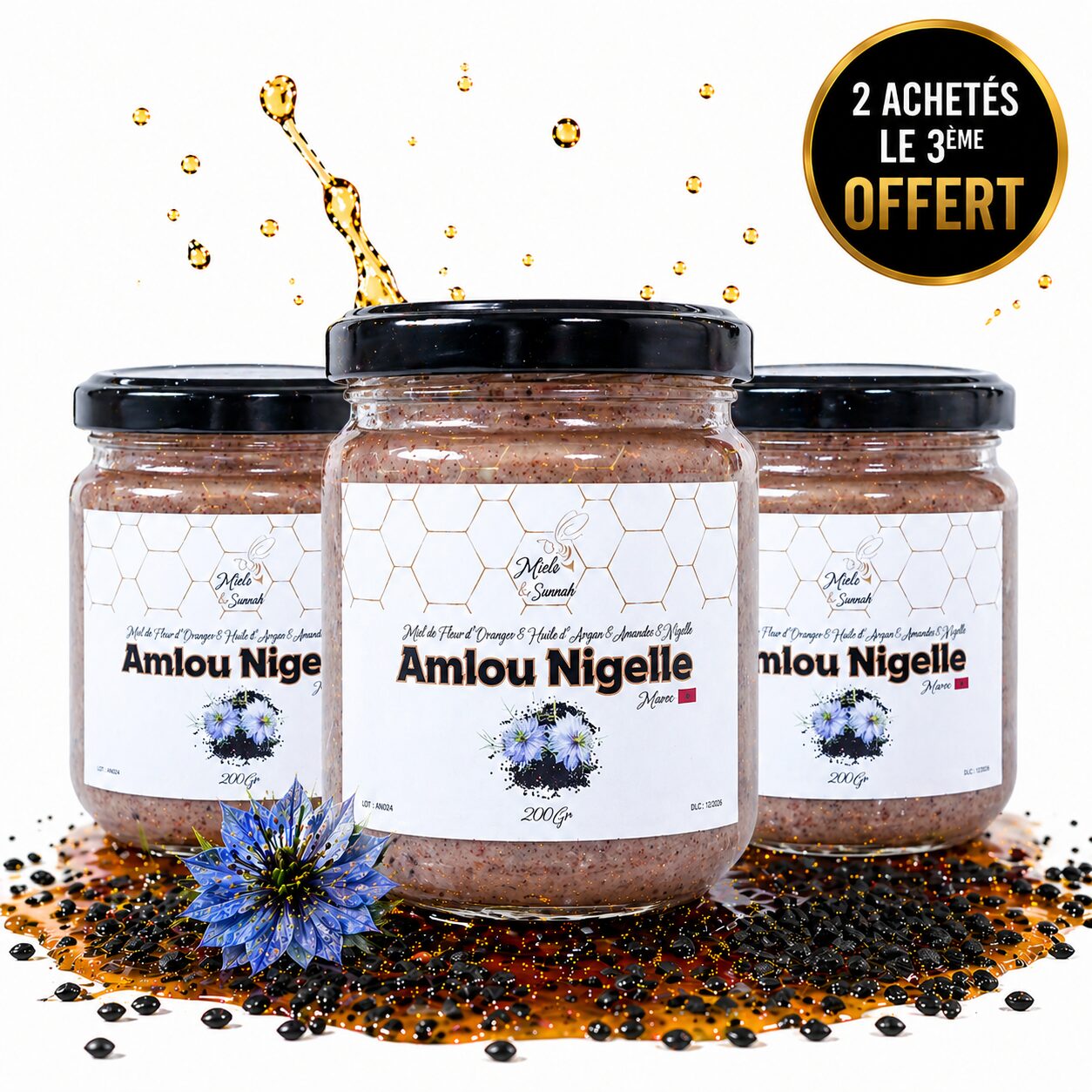 2 amlou nigelle achetés = le 3ème OFFERT