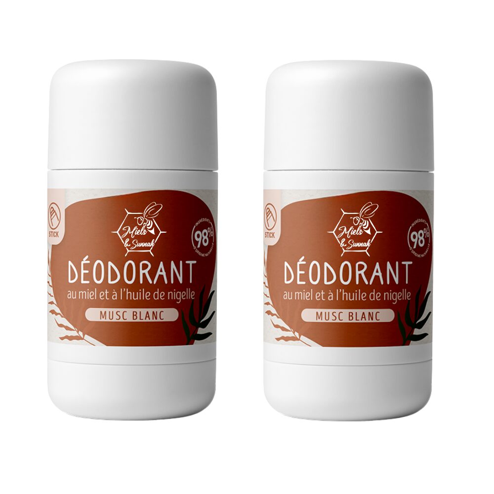 Lot de 2 Déodorants Miel & Nigelle - Parfum Musk Blanc