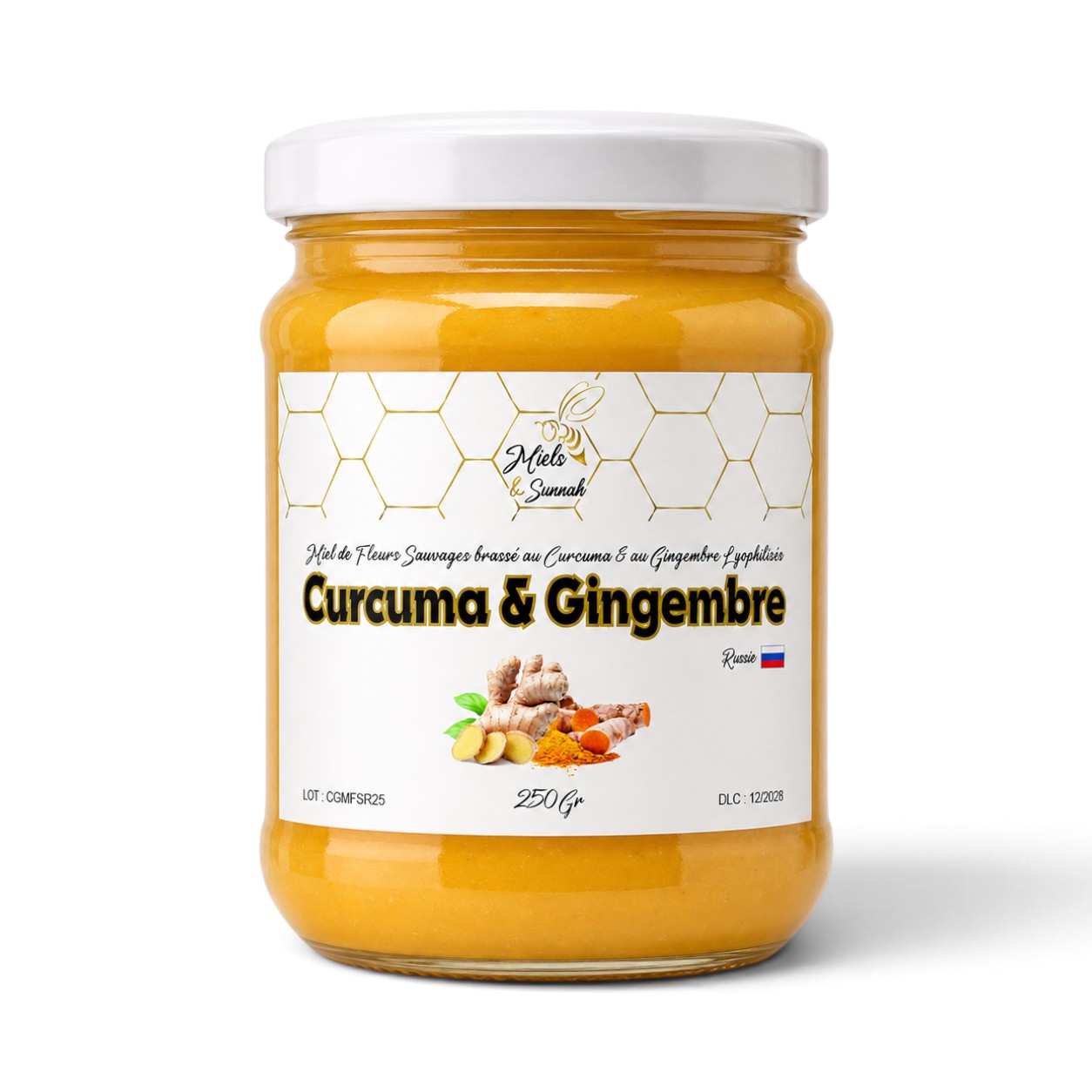 Miel de fleurs sauvages au curcuma et gingembre lyophilisés - 250g